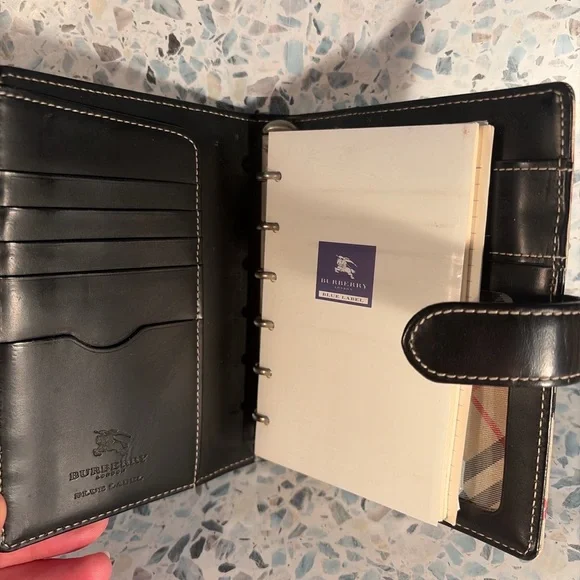 Burberry Beige Plaid Leather-Trim Snap Organizer - Picture 3 of 6